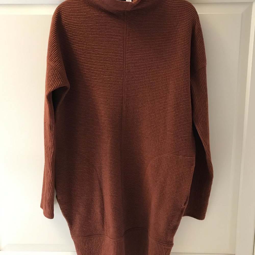 lululemon athletica Call For Cozy Ribbed Hooded Tunic Sweater Dress in Rust